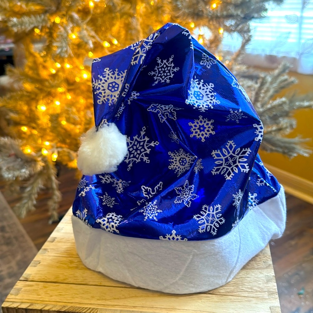 Blue Santa Snowflake Hat unisex one size